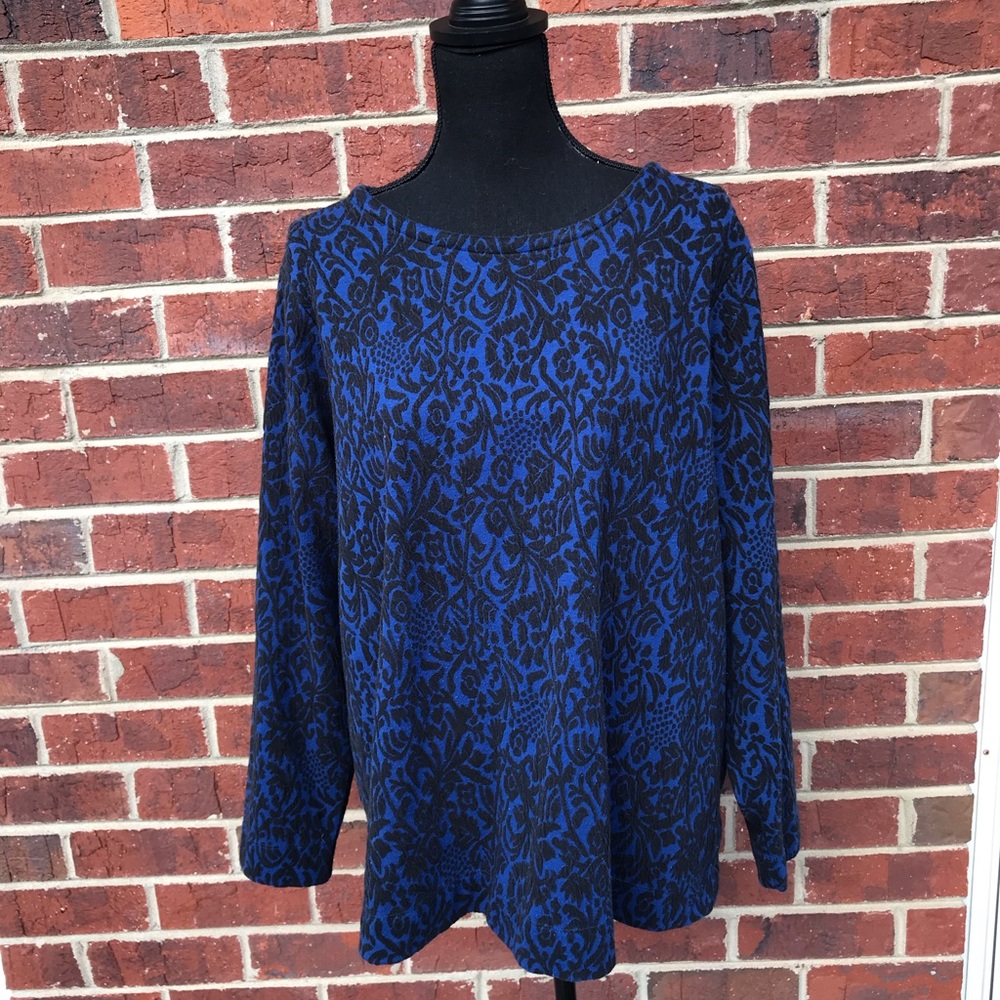 Coldwater Creek blue flower sweater